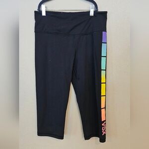 VSX Black Legging Capris with Gradient Rainbow Side Blocks